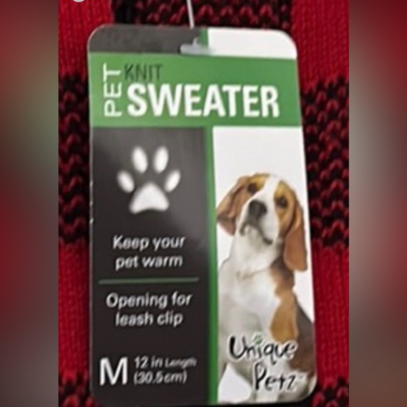 NWT Buffalo Red Black Plaid Pet Knit Dog Sweater Med 12” Length 100% Acrylic - Picture 2 of 7